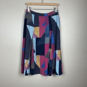 Anthropologie Maeve Womens Cubist Knit Midi Skirt Size S Colorful Artsy Casual